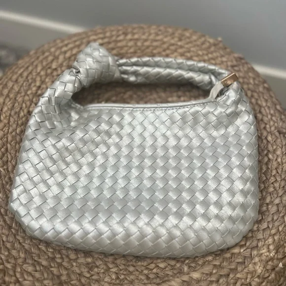 Anthropologie Silver Woven Shoulder Bag - Picture 2 of 3